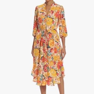 Donna Morgan Bright Floral Print Midi Dress